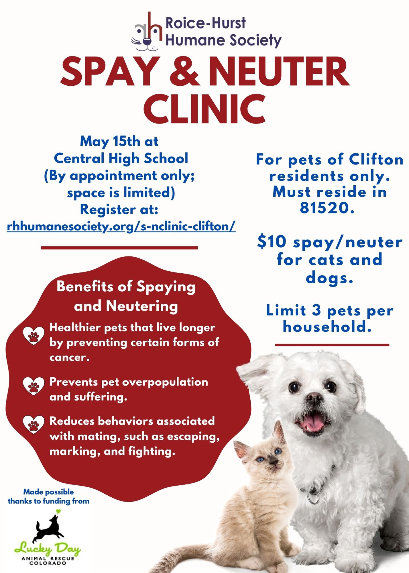 Spay/Neuter Clinic – Clifton Residents